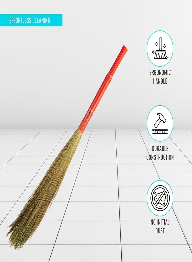 Presto! Amazon Brand- Shubh Laxmi Grass Hard_Floor Broom- Red - Image 3